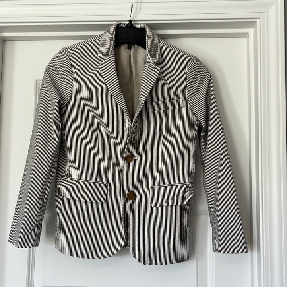 Boys Crewcuts Blazer Suit Jacket Gray Cream Stripe Ludlow Sz 10
